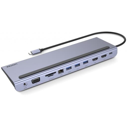UNITEK D1022B 11-in-1 USB-C Universal Docking Station | 2× HDMI, 1× VGA with MST | 3× USB 3.0 | SD & Micro SD Card Reader | Audio | Gigabit Ethernet | 100W Power Delivery
