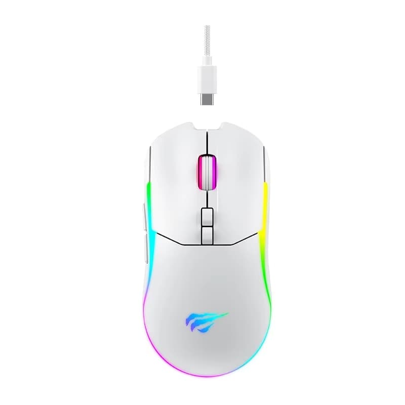Havit MS1020WB | Dual-Mode Gaming Mouse (Wired/2.4G/BT5.0) | 10000 DPI | 9 Programmable Buttons | RGB Backlit | Lightweight Design | USB Connectivity | PC/Laptop Compatibility