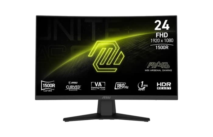 MSI MAG 244C Curved Gaming Monitor | 23.6" FHD (1920x1080) VA Display | 180Hz Refresh Rate | 1ms Fast Response | 1500R Curvature | 105% sRGB, 84% DCI-P3, 87% Adobe RGB | Adaptive-Sync | HDR Ready | HDMI & DisplayPort