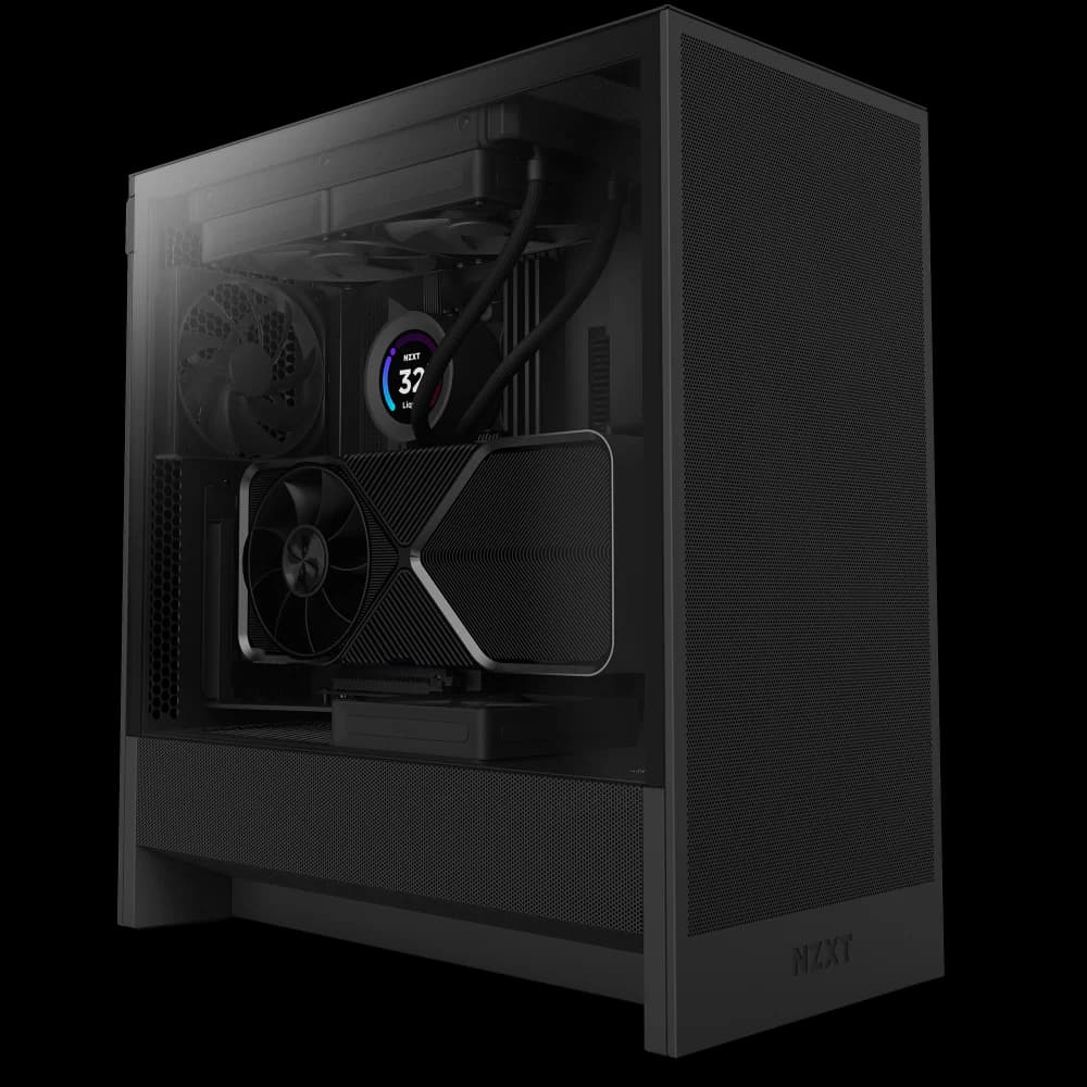NZXT H5 Flow Premium Mid-Tower ATX Case | High-Airflow Design | Perforated Front Panel | Tempered Glass Side | Compact Yet Powerful Layout | Black & White