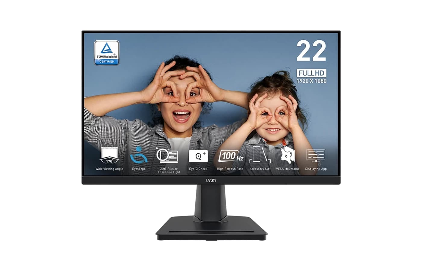 MSI PRO MP225 22" Business Productivity Monitor | FHD 1920x1080 IPS Panel | 100Hz Refresh Rate | 107.39% sRGB Color Gamut | 16.7M Colors | HDMI & VGA Connectivity