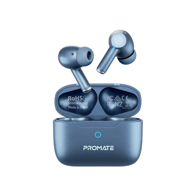 Promate High-Definition TWS Earbuds | Active Noise Cancellation (ANC) | 400mAh Battery Capacity | 5-Hours Playback Time | Bluetooth 5.3 | 10m Operating Distance | Intellitouch Controls