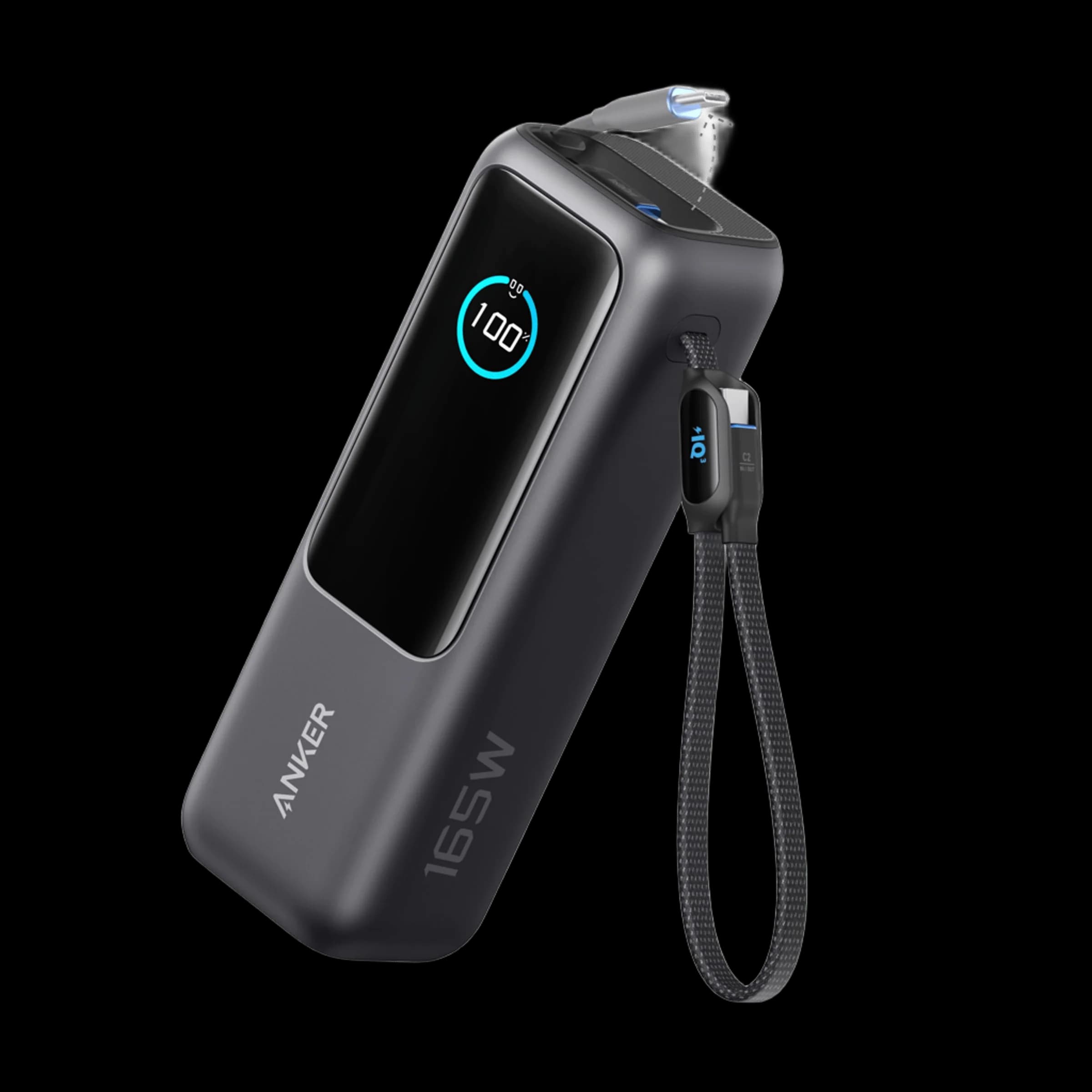 Anker Laptop Power Bank 25,000mAh | Triple 100W USB-C Fast Charging Ports | Built-In Retractable Cables | Flight-Approved Portable Charger for iPhone 16/15 Series, MacBook, Samsung & More