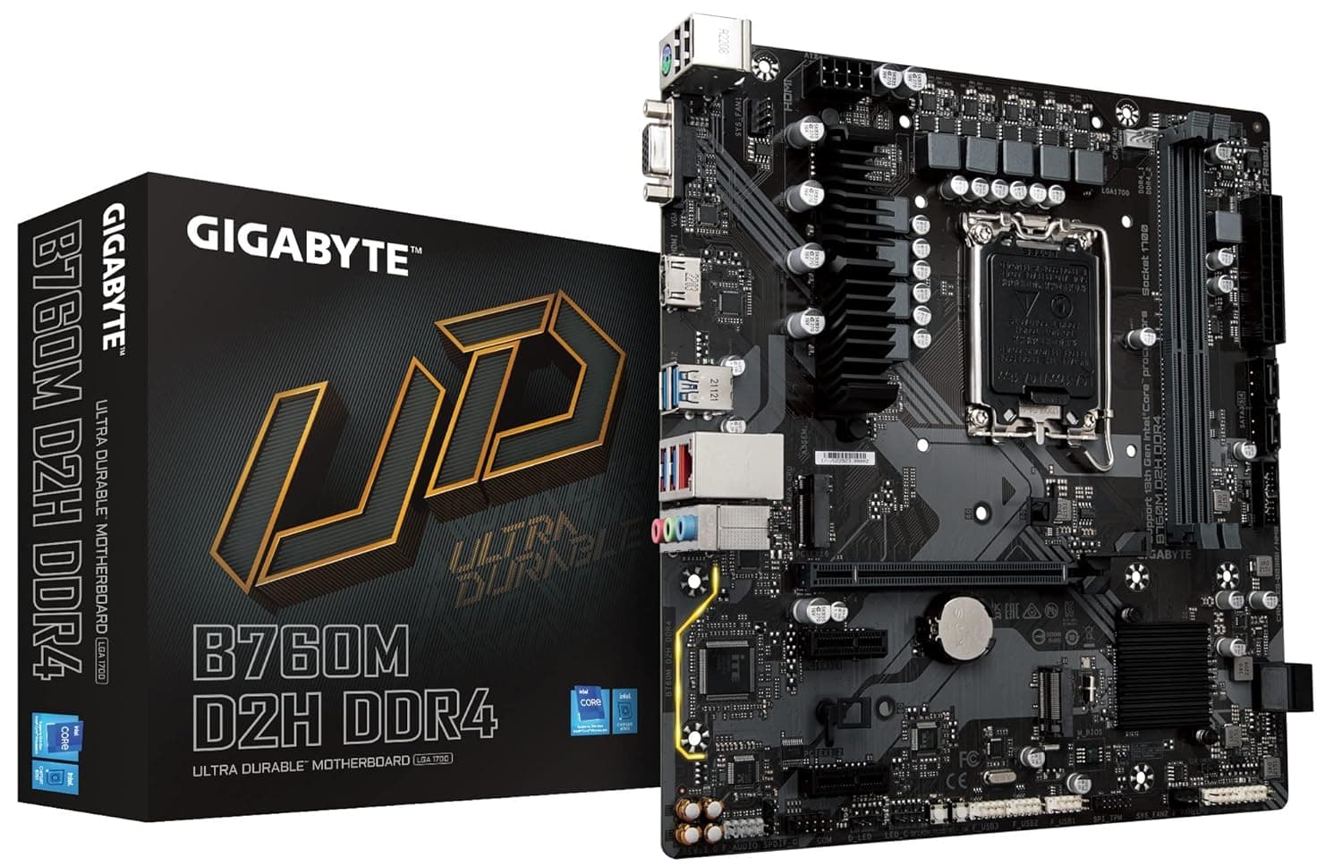 GIGABYTE B760M D2H DDR4 Motherboard | Intel LGA 1700 Socket | Micro-ATX | Supports DDR4 | Model MB5984