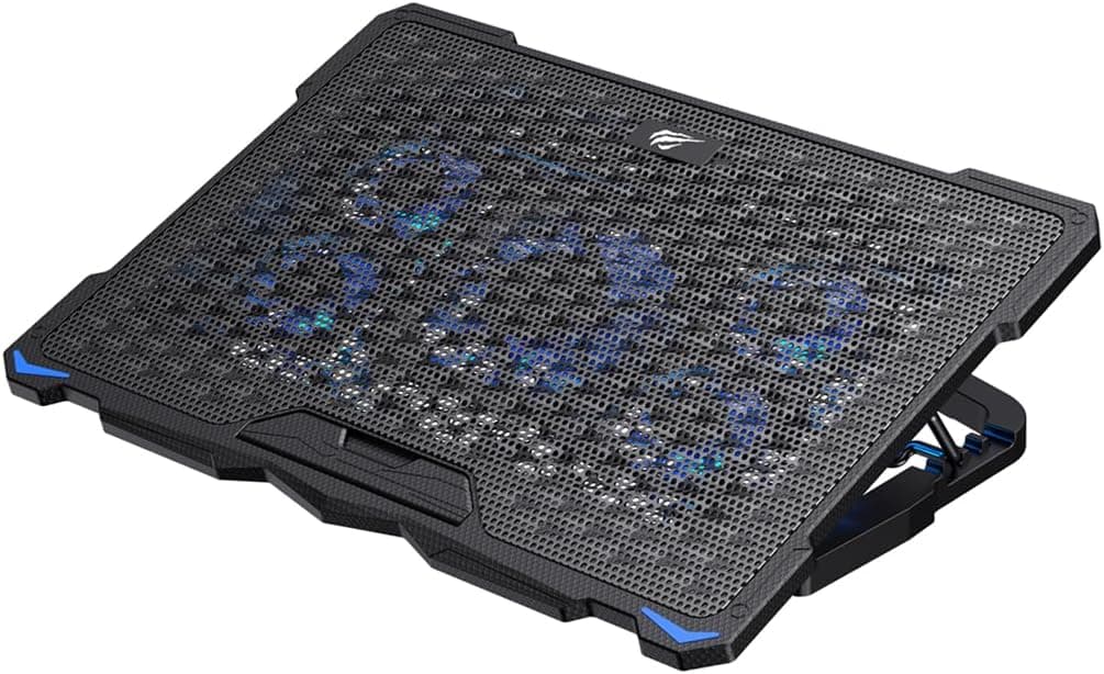 HAVIT F2076 | Gaming Cooling Pad | 5-Fan System (120mm + 4x70mm) | 1200/2400 RPM Speed | <20dB Noise Level | 5V Voltage | 3.25W Power | Ultra-Quiet Operation | Laptop Cooling Solution