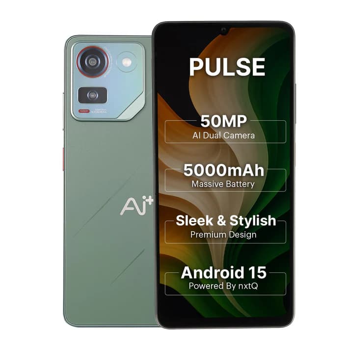 CG Ai+ Pulse Smartphone | 50MP AI Dual Camera | 6.7-Inch TFT IPS Display | 6GB RAM | 128GB Storage | 5000mAh Battery | Side-Mounted Fingerprint Sensor | Face Unlock | Android 15 Powered by nxtQ