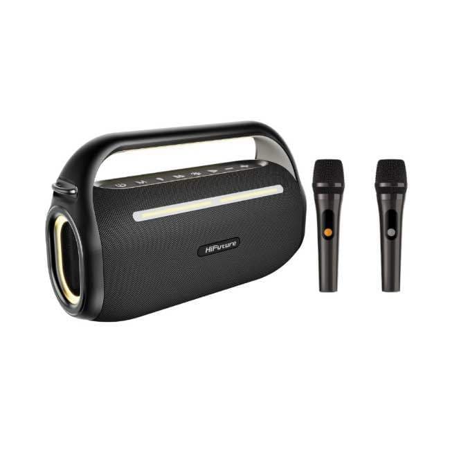 HiFuture MusicBox 100 | Portable Karaoke Speaker | 70W Output | Dual Wireless Microphones | 8000mAh Battery (Power Bank Function) | RGB Lighting | TWS Pairing | Bluetooth 5.3 | Compact Entertainment System