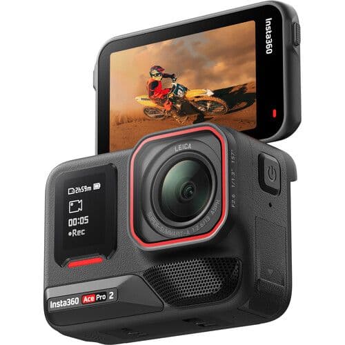 Insta360 Ace Pro 2 Action Camera | Leica Optics & AI Power | 1/1.3" Sensor | 8K at 30fps, 4K at 120fps | 50MP Photos | 2x Zoom with no Quality Loss | Dual Battery & Dual AI Chip | Water Resistance up to 12m | Superior Low Light & Audio