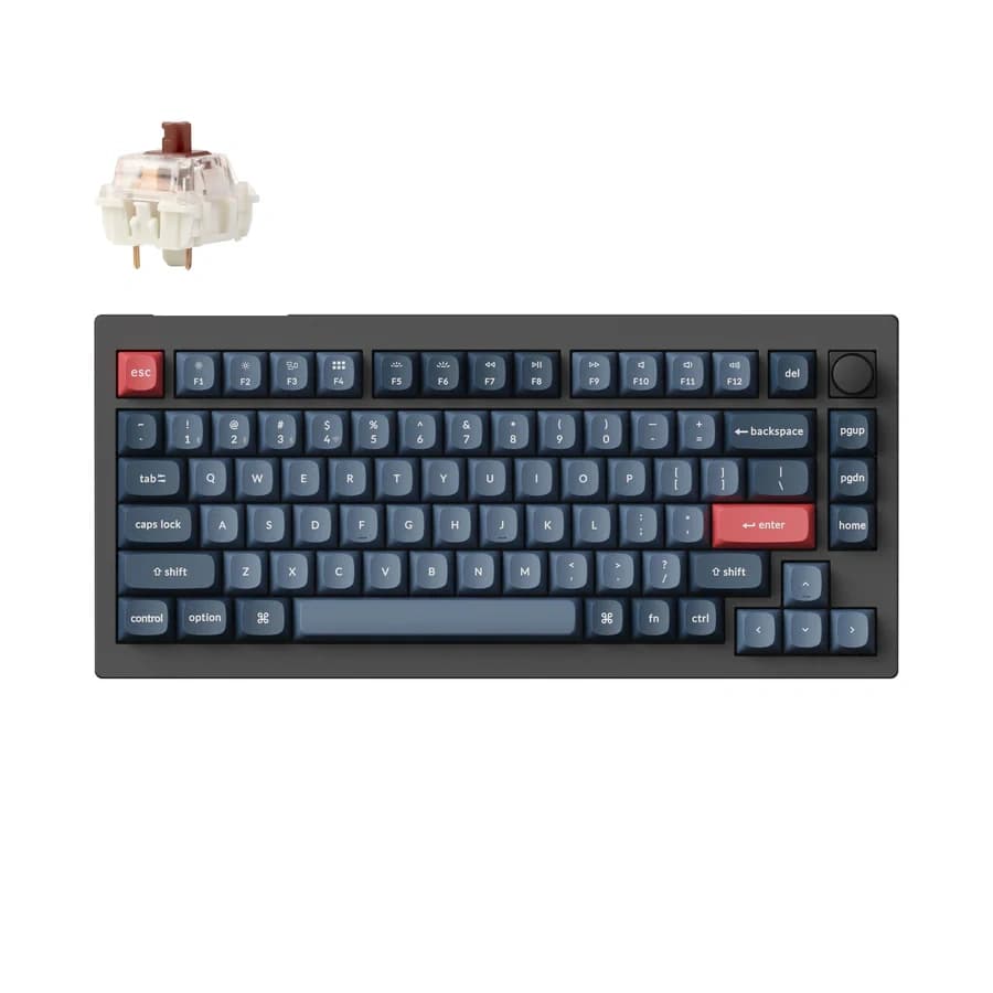 Keychron V1 Max Wireless Mechanical Keyboard | 75% Layout (81 Keys) | RGB Backlight | Bluetooth 5.1, 2.4GHz Wireless Dongle & USB-C Wired | 4000mAh Battery (Up to 300H Backlight Off)