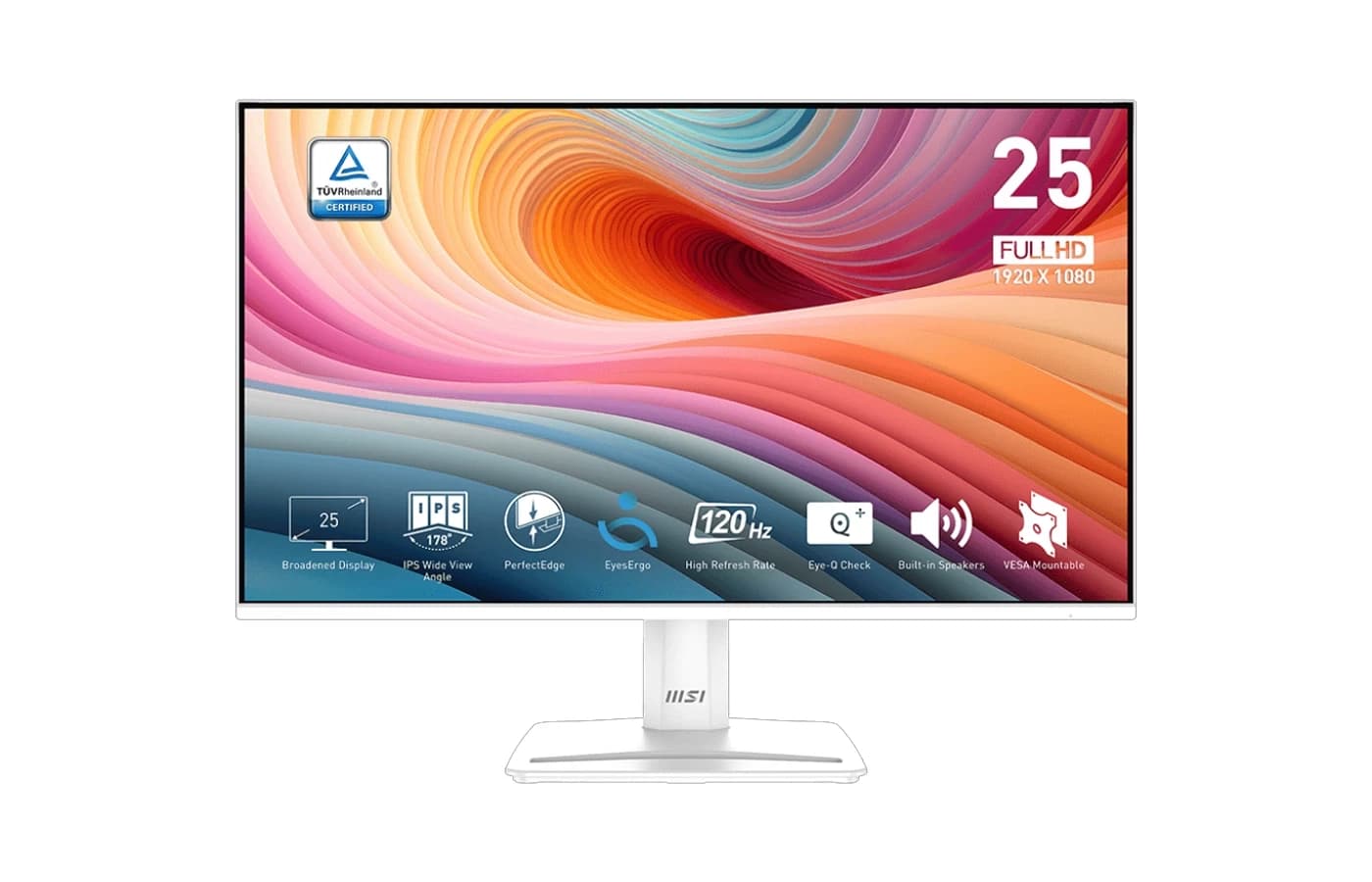 MSI PRO MP251W E2 25-inch Business Productivity Monitor | FHD 1920x1080 IPS Panel | 120Hz Refresh Rate | 99% sRGB | 16.7M Colors | HDMI, VGA & DisplayPort | Built-in Dual 2W Speakers