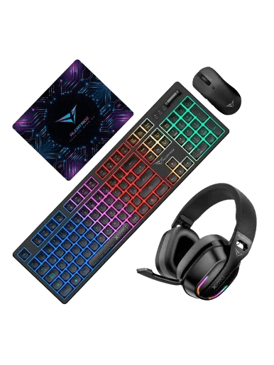Alcatroz X Craft Basecamp 4-in-1 Gaming Combo Set | RGB Backlit Keyboard | RGB Gaming Mouse | RGB Wired Headphone | RGB Mousepad
