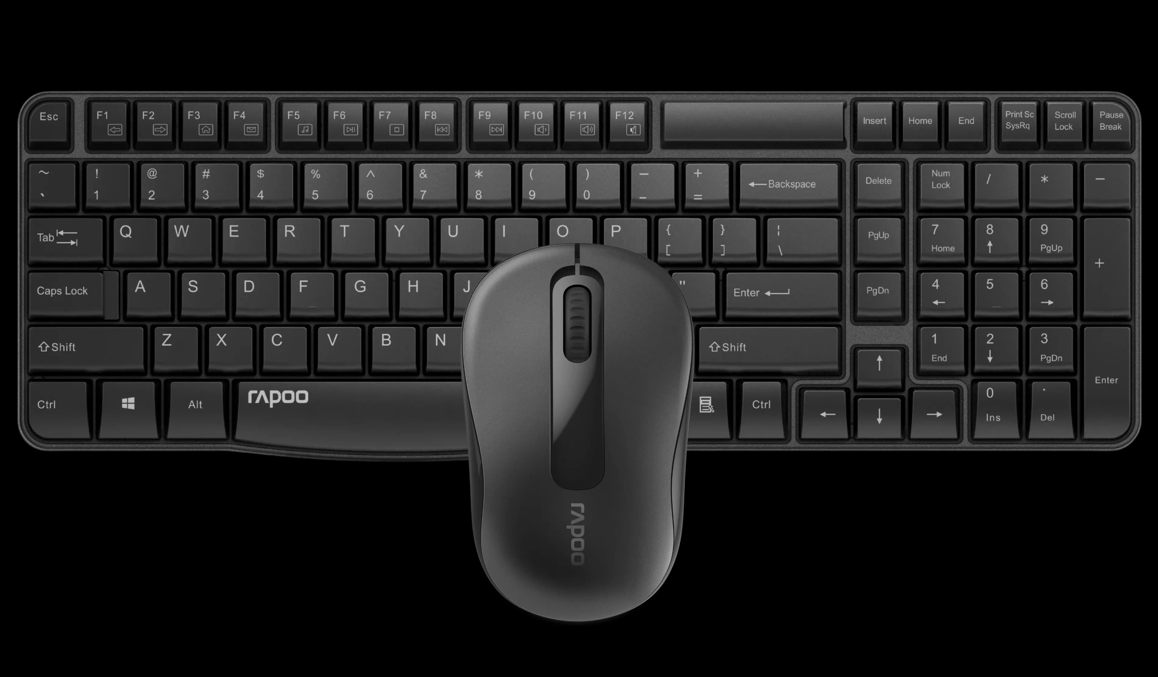 Rapoo X1800S 2.4GHz Wireless Desktop Combo| 10m Long-Range Connection | Spill-Resistant Keyboard | 1000 DPI Optical Mouse | Multimedia Shortcut Keys