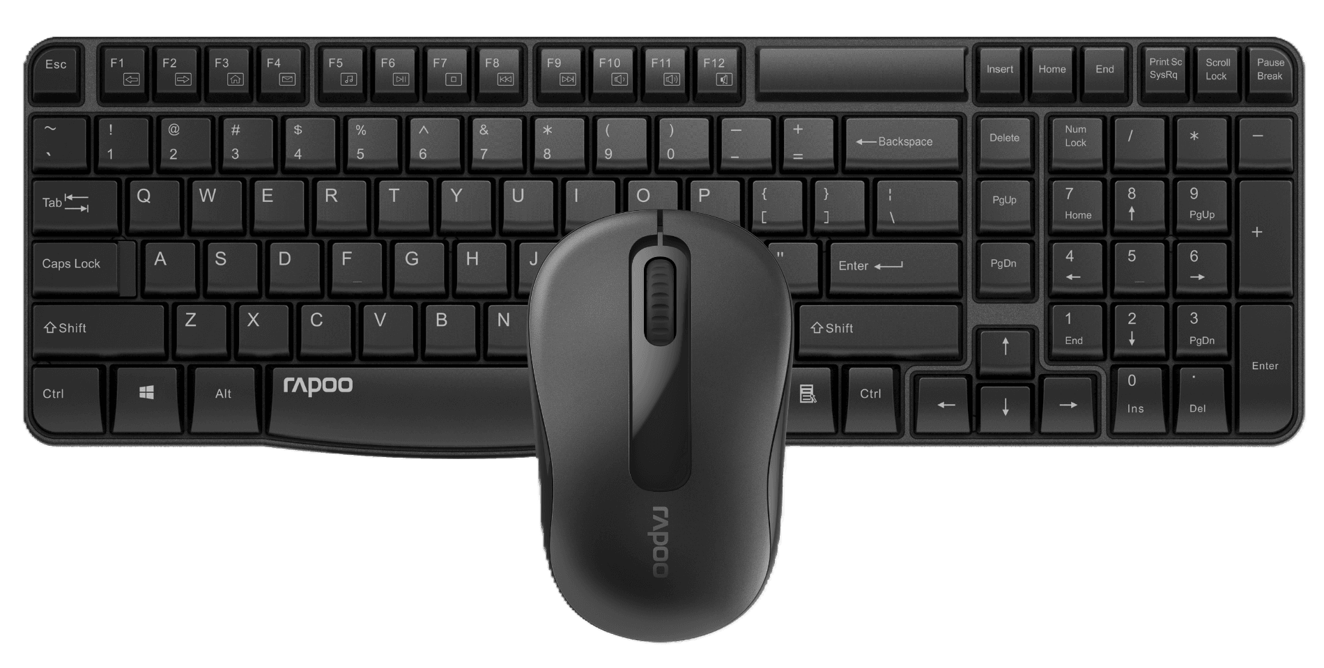 Rapoo NX1600 Wired Combo | Optical Mouse & Keyboard Set | USB Connection | Black