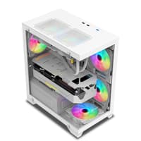 Ant Value CV200 Mid-Tower Case – White | Tempered Glass | M-ATX/M-ITX Support | 3 Pre-Installed Static RGB Fans