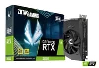 ZOTAC Gaming GeForce RTX 3050 6GB GDDR6 Graphics Card with 96-bit memory, 14 Gbps speed, up to 1470 MHz GPU, 1 DP, 1 HDMI, and PCIe 4.0 x8 interface.