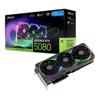 PNY GeForce RTX 5080 ARGB OC 16GB GDDR7, 256-bit, PCIe 5.0, Triple Fan Cooling, EPIC-X RGB Lighting.