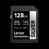 Lexar Professional SILVER SDXC UHS-I Card | Read Speed Up to 205MB/s | Write Speed Up to 140MB/s | High-Performance Storage for Photo and 4K Video Capture