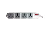 Huntkey SZM401 4-Port EU Power Strip | 2500W Surge Protector with Master Switch | Fireproof Design | 1.5m Cable | White