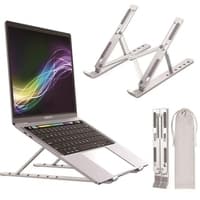 Portable Aluminium Laptop Stand | Adjustable & Foldable Holder for Laptops and Tablets | Ergonomic Design for Desk & Bed Use | Lightweight & Durable with Free Carry Bag