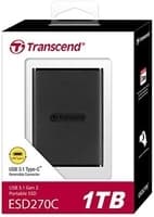 Transcend ESD270C 1TB External SSD | USB 3.1 Gen 2 | 520MB/s Read, 460MB/s Write | 3D NAND Flash | Ultra-Slim Credit-Card Size | USB-C & USB-A Cables Included