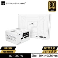Thermalright Toughpower | Fully Modular Power Supply | PCIe Gen 5.0 Ready | 80+ Gold Certified | Includes 12VHPWR Cable | White | Black