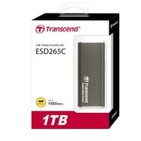 Transcend TS1TESD265C 1TB External SSD | ESD265C | High-Speed USB 3.1 Gen 2 Type-C & Type-A Connectivity | Sleek Metal Casing for Durability | Portable Storage Solution for Laptops, PCs, and Mac