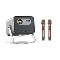 UFO R90 Max Smart WiFi DLP Projector | 2GB RAM + 8GB eMMC Storage | 1080P Full HD (Max 4K Support) | 1920×1080 Resolution | 2200 ANSI Lumens | PTZ Stand & Microphone for Karaoke | 20W×2 Subwoofer Surround Sound Speakers