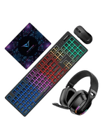 Alcatroz X Craft Basecamp 4-in-1 Gaming Combo Set | RGB Backlit Keyboard | RGB Gaming Mouse | RGB Wired Headphone | RGB Mousepad